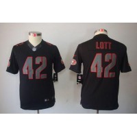 Nike San Francisco 49ers #42 Ronnie Lott Black Impact Youth Stitched NFL Limited Jersey