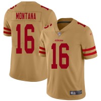 Nike San Francisco 49ers #16 Joe Montana Gold Youth Stitched NFL Limited Inverted Legend Jersey