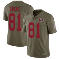 Nike San Francisco 49ers #81 Terrell Owens Olive Youth Stitched NFL Limited 2017 Salute to Service Jersey