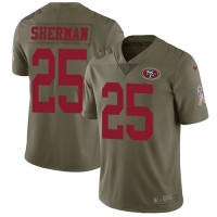 Nike San Francisco 49ers #25 Richard Sherman Olive Youth Stitched NFL Limited 2017 Salute to Service Jersey