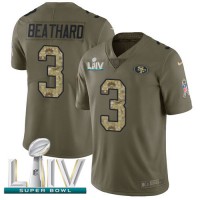 Nike San Francisco 49ers #3 C.J. Beathard Olive/Camo Super Bowl LIV 2020 Youth Stitched NFL Limited 2017 Salute To Service Jersey