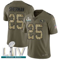 Nike San Francisco 49ers #25 Richard Sherman Olive/Camo Super Bowl LIV 2020 Youth Stitched NFL Limited 2017 Salute To Service Jersey