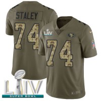 Nike San Francisco 49ers #74 Joe Staley Olive/Camo Super Bowl LIV 2020 Youth Stitched NFL Limited 2017 Salute To Service Jersey