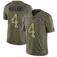 Nike San Francisco 49ers #4 Nick Mullens Olive/Camo Youth Stitched NFL Limited 2017 Salute to Service Jersey