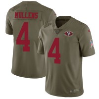 Nike San Francisco 49ers #4 Nick Mullens Olive Youth Stitched NFL Limited 2017 Salute to Service Jersey