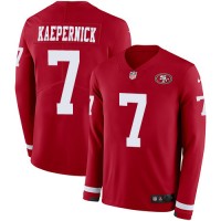 Nike San Francisco 49ers #7 Colin Kaepernick Red Team Color Youth Stitched NFL Limited Therma Long Sleeve Jersey
