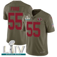 Nike San Francisco 49ers #55 Dee Ford Olive Super Bowl LIV 2020 Youth Stitched NFL Limited 2017 Salute To Service Jersey