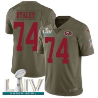 Nike San Francisco 49ers #74 Joe Staley Olive Super Bowl LIV 2020 Youth Stitched NFL Limited 2017 Salute To Service Jersey