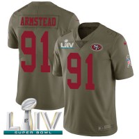 Nike San Francisco 49ers #91 Arik Armstead Olive Super Bowl LIV 2020 Youth Stitched NFL Limited 2017 Salute To Service Jersey