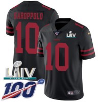 Nike San Francisco 49ers #10 Jimmy Garoppolo Black Super Bowl LIV 2020 Alternate Youth Stitched NFL 100th Season Vapor Limited Jersey