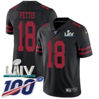 Nike San Francisco 49ers #18 Dante Pettis Black Super Bowl LIV 2020 Alternate Youth Stitched NFL 100th Season Vapor Limited Jersey