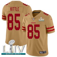 Nike San Francisco 49ers #85 George Kittle Gold Super Bowl LIV 2020 Youth Stitched NFL Limited Inverted Legend Jersey