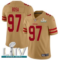 Nike San Francisco 49ers #97 Nick Bosa Gold Super Bowl LIV 2020 Youth Stitched NFL Limited Inverted Legend Jersey