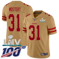 Nike San Francisco 49ers #31 Raheem Mostert Gold Super Bowl LIV 2020 Youth Stitched NFL Limited Inverted Legend 100th Season Jersey