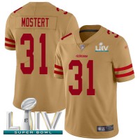 Nike San Francisco 49ers #31 Raheem Mostert Gold Super Bowl LIV 2020 Youth Stitched NFL Limited Inverted Legend Jersey