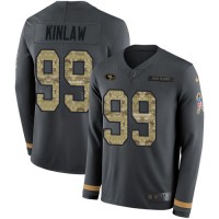 Nike San Francisco 49ers #99 Javon Kinlaw Anthracite Salute to Service Youth Stitched NFL Limited Therma Long Sleeve Jersey