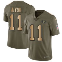 Nike San Francisco 49ers #11 Brandon Aiyuk Olive/Gold Youth Stitched NFL Limited 2017 Salute To Service Jersey