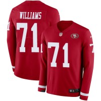 San Francisco San Francisco 49ers #71 Trent Williams Red Team Color Youth Stitched NFL Limited Therma Long Sleeve Jersey