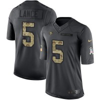 San Francisco San Francisco 49ers #5 Trey Lance Black Youth Stitched NFL Limited 2016 Salute to Service Jersey