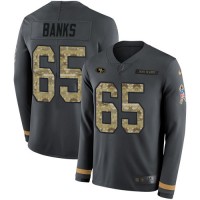 Nike San Francisco 49ers #65 Aaron Banks Anthracite Salute to Service Youth Stitched NFL Limited Therma Long Sleeve Jersey