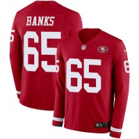 Nike San Francisco 49ers #65 Aaron Banks Red Team Color Youth Stitched NFL Limited Therma Long Sleeve Jersey