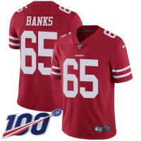 Nike San Francisco 49ers #65 Aaron Banks Red Team Color Youth Stitched NFL 100th Season Vapor Untouchable Limited Jersey