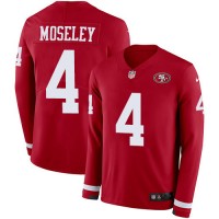 Nike San Francisco 49ers #4 Emmanuel Moseley Red Team Color Youth Stitched NFL Limited Therma Long Sleeve Jersey