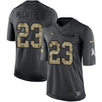 Nike San Francisco 49ers #23 Christian McCaffrey Black Youth Stitched NFL Limited 2016 Salute to Service Jersey