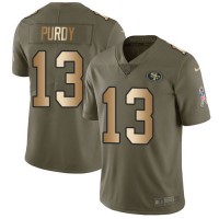 Nike San Francisco 49ers #13 Brock Purdy Olive/Gold Youth Stitched NFL Limited 2017 Salute To Service Jersey