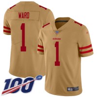 Nike San Francisco 49ers #1 Jimmie Ward Gold Youth Stitched NFL Limited Inverted Legend 100th Season Jersey