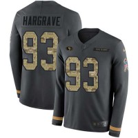 Nike San Francisco 49ers #93 Javon Hargrave Anthracite Salute to Service Youth Stitched NFL Limited Therma Long Sleeve Jersey