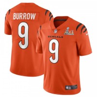 Cincinnati Cincinnati Bengals #9 Joe Burrow Orange Super Bowl LVI Patch Youth Nike Alternate Vapor Limited Jersey