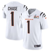 Cincinnati Cincinnati Bengals #1 Ja'Marr Chase White Super Bowl LVI Patch Youth Nike Vapor Limited Jersey