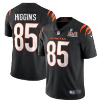 Cincinnati Cincinnati Bengals #85 Tee Higgins Black Super Bowl LVI Patch Youth Nike Vapor Limited Jersey