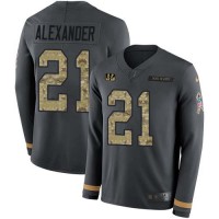 Nike Cincinnati Bengals #21 Mackensie Alexander Anthracite Salute to Service Youth Stitched NFL Limited Therma Long Sleeve Jersey