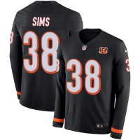Nike Cincinnati Bengals #38 LeShaun Sims Black Team Color Youth Stitched NFL Limited Therma Long Sleeve Jersey