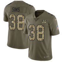Nike Cincinnati Bengals #38 LeShaun Sims Olive/Camo Youth Stitched NFL Limited 2017 Salute To Service Jersey