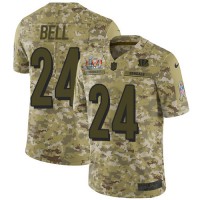 Nike Cincinnati Bengals #24 Vonn Bell Camo Super Bowl LVI Patch Youth Stitched NFL Limited 2018 Salute To Service Jersey
