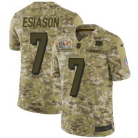 Nike Cincinnati Bengals #7 Boomer Esiason Camo Super Bowl LVI Patch Youth Stitched NFL Limited 2018 Salute To Service Jersey
