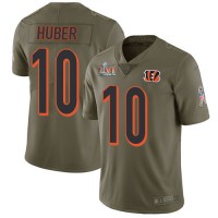 Nike Cincinnati Bengals #10 Kevin Huber Olive Super Bowl LVI Patch Youth Stitched NFL Limited 2017 Salute To Service Jersey