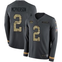 Nike Cincinnati Bengals #2 Evan McPherson Anthracite Salute to Service Youth Stitched NFL Limited Therma Long Sleeve Jersey