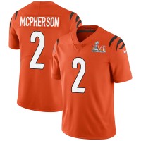 Cincinnati Cincinnati Bengals ##2 Evan McPherson Orange Super Bowl LVI Patch Youth Nike Alternate Vapor Limited Jersey
