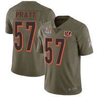 Nike Cincinnati Bengals #57 Germaine Pratt Olive Super Bowl LVI Patch Youth Stitched NFL Limited 2017 Salute To Service Jersey