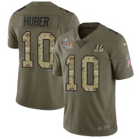 Nike Cincinnati Bengals #10 Kevin Huber Olive/Camo Youth Super Bowl LVI Patch Stitched NFL Limited 2017 Salute To Service Jersey