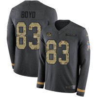 Nike Cincinnati Bengals #83 Tyler Boyd Anthracite Salute to Service Men's Stitched NFL Limited Therma Long Sleeve Jersey