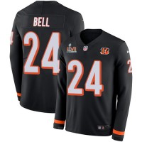 Nike Cincinnati Bengals #24 Vonn Bell Black Team Color Super Bowl LVI Patch Youth Stitched NFL Limited Therma Long Sleeve Jersey