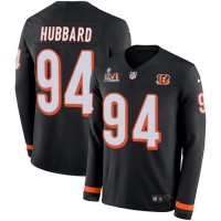 Nike Cincinnati Bengals #94 Sam Hubbard Black Team Color Super Bowl LVI Patch Youth Stitched NFL Limited Therma Long Sleeve Jersey
