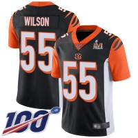 Nike Cincinnati Bengals #55 Logan Wilson Black Team Color Super Bowl LVI Patch Youth Stitched NFL 100th Season Vapor Limited Jersey