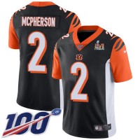 Nike Cincinnati Bengals #2 Evan McPherson Black Team Color Super Bowl LVI Patch Youth Stitched NFL 100th Season Vapor Limited Jersey