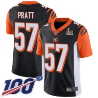 Nike Cincinnati Bengals #57 Germaine Pratt Black Team Color Super Bowl LVI Patch Youth Stitched NFL 100th Season Vapor Limited Jersey